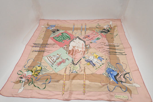 Hermes 'Le Carnaval de Venise' Carre 90 in Pink Jacquard Silk