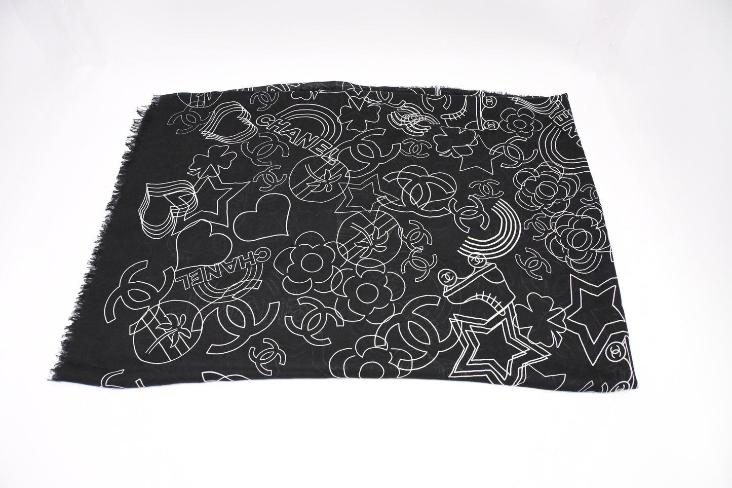 Chanel Scarf in Black Cashmere and Silk