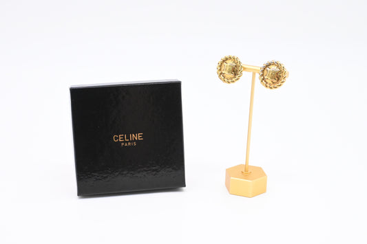 Celine Round Logo Clip On Earrings