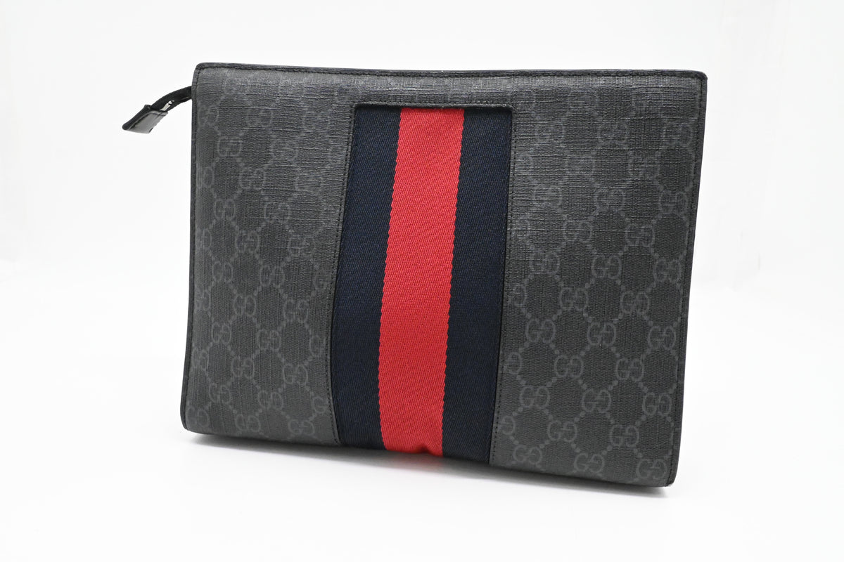 Gucci Toiletry Clutch in Black GG Supreme Canvas