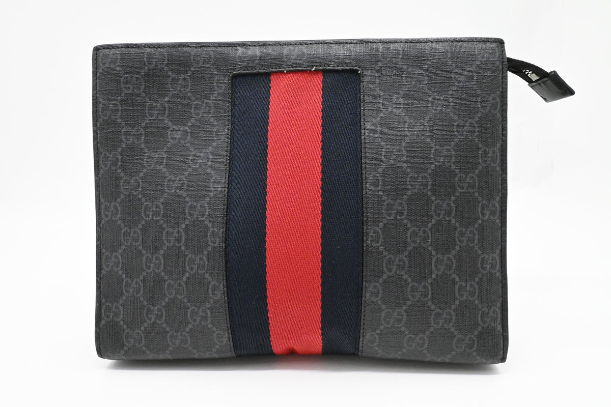 Gucci Toiletry Clutch in Black GG Supreme Canvas