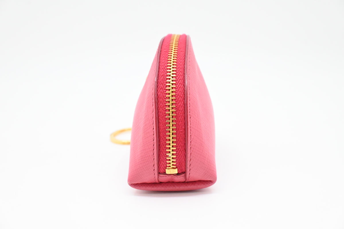 Prada Coin Case in Pink Saffiano Leather