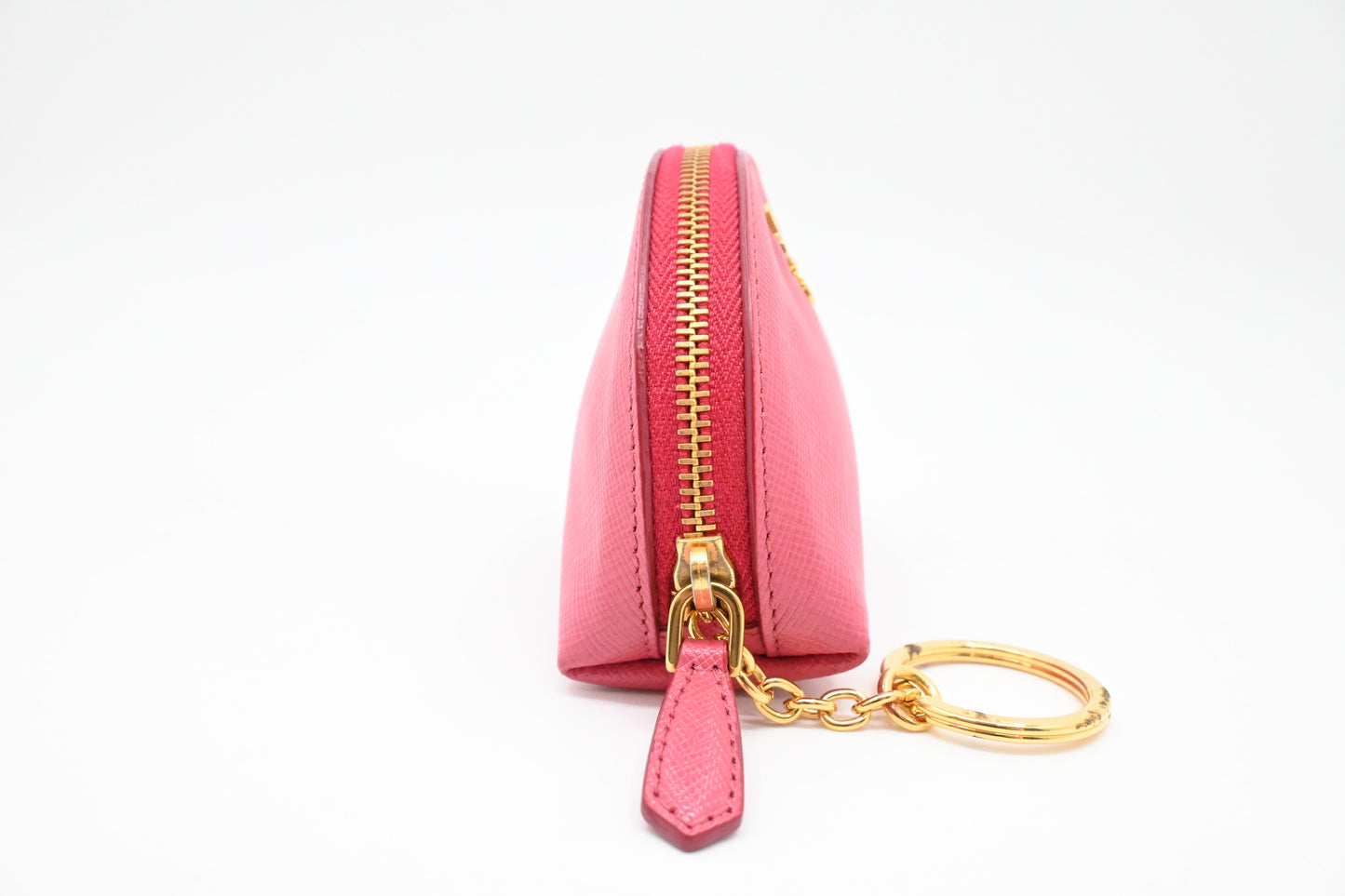 Prada Coin Case in Pink Saffiano Leather