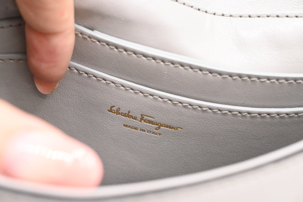 Ferragamo Shoulder Bag in Gray Leather