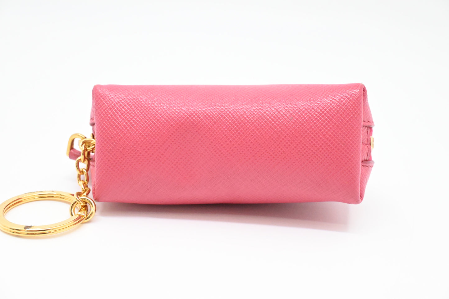 Prada Coin Case in Pink Saffiano Leather