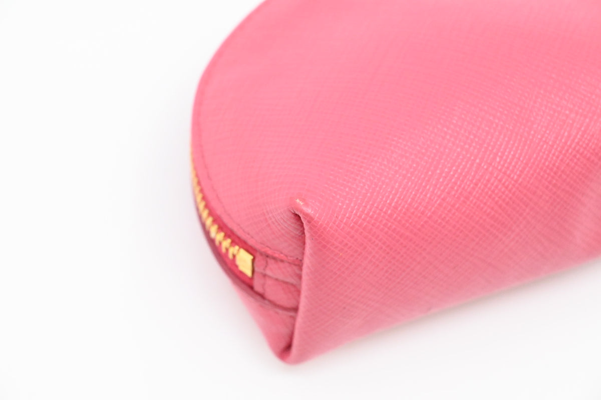 Prada Coin Case in Pink Saffiano Leather
