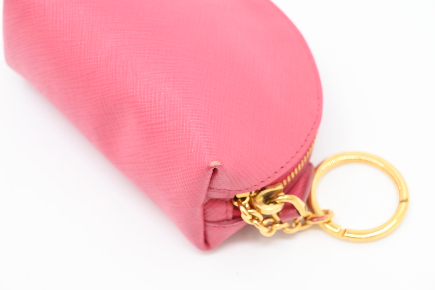 Prada Coin Case in Pink Saffiano Leather
