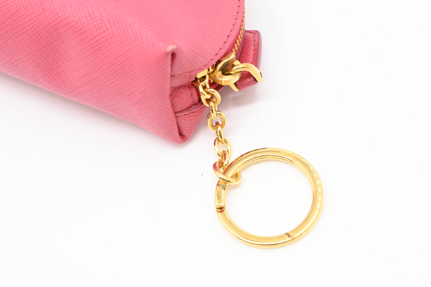 Prada Coin Case in Pink Saffiano Leather