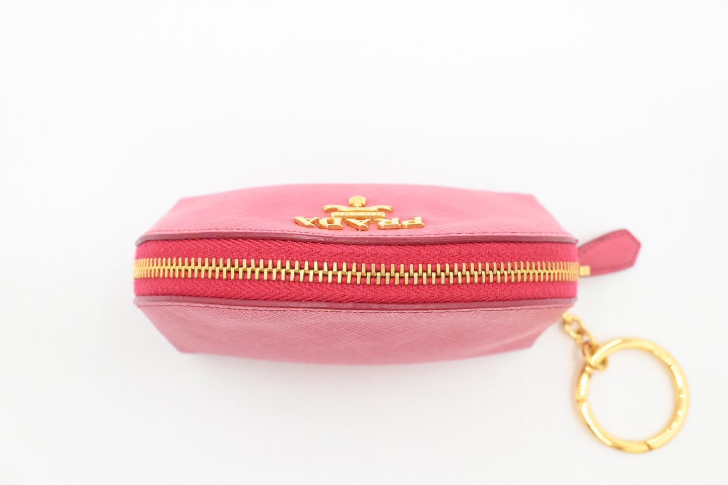 Prada Coin Case in Pink Saffiano Leather