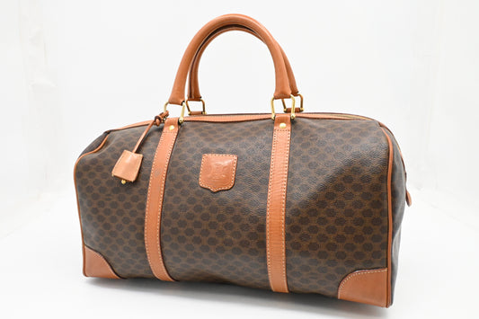 Celine Boston Bag in Brown Macadam Canvas