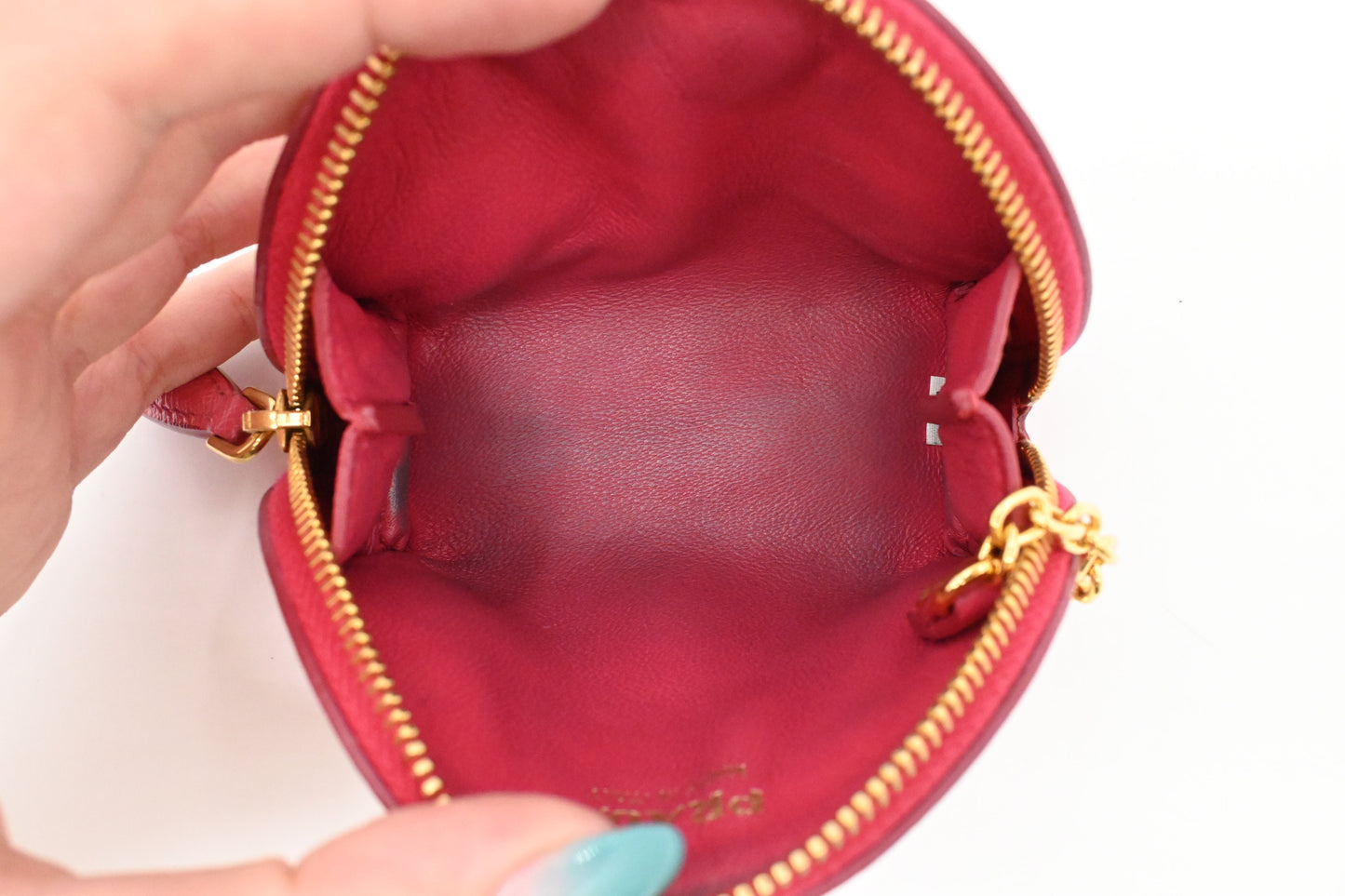 Prada Coin Case in Pink Saffiano Leather