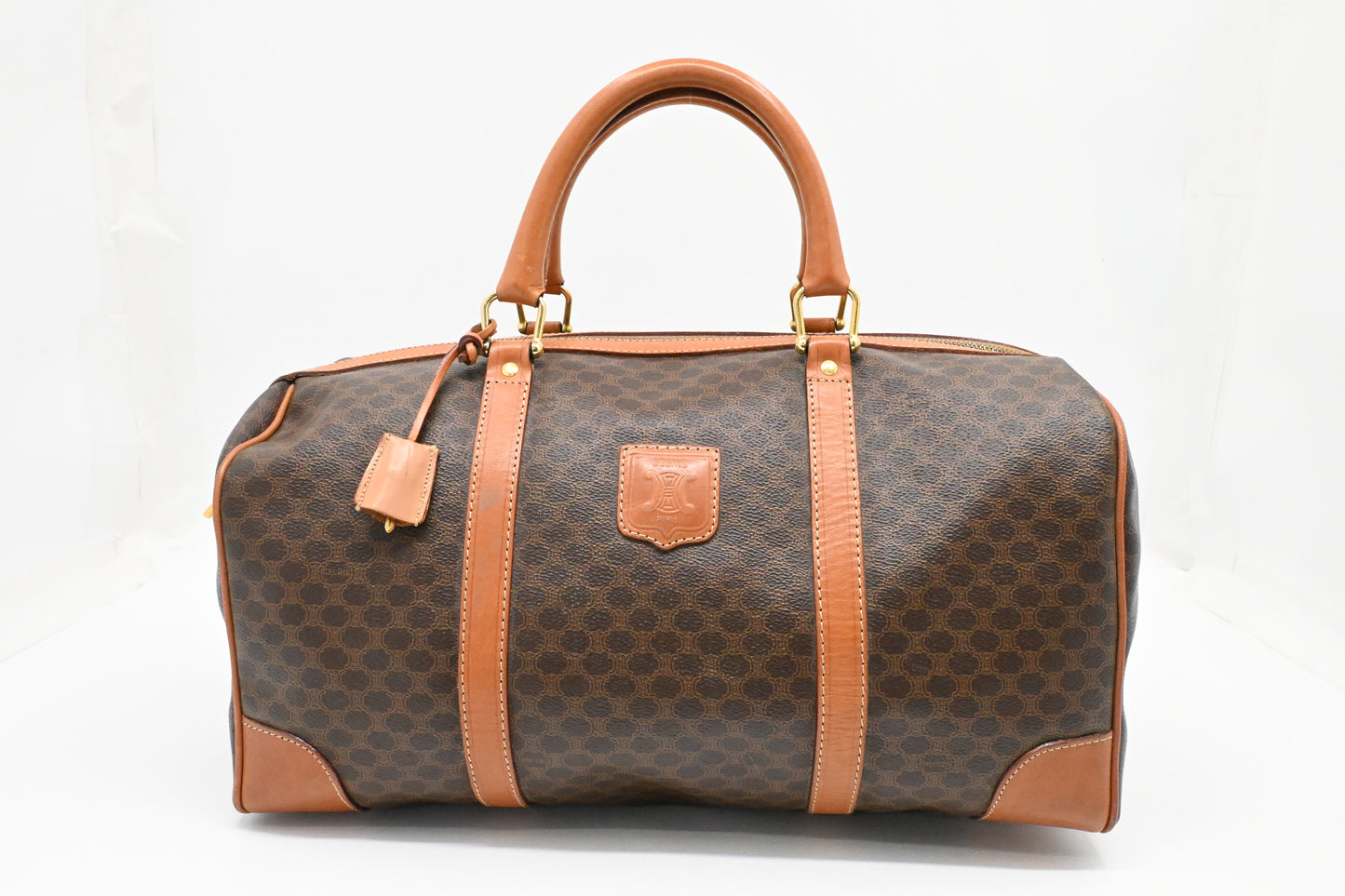 Celine Boston Bag in Brown Macadam Canvas