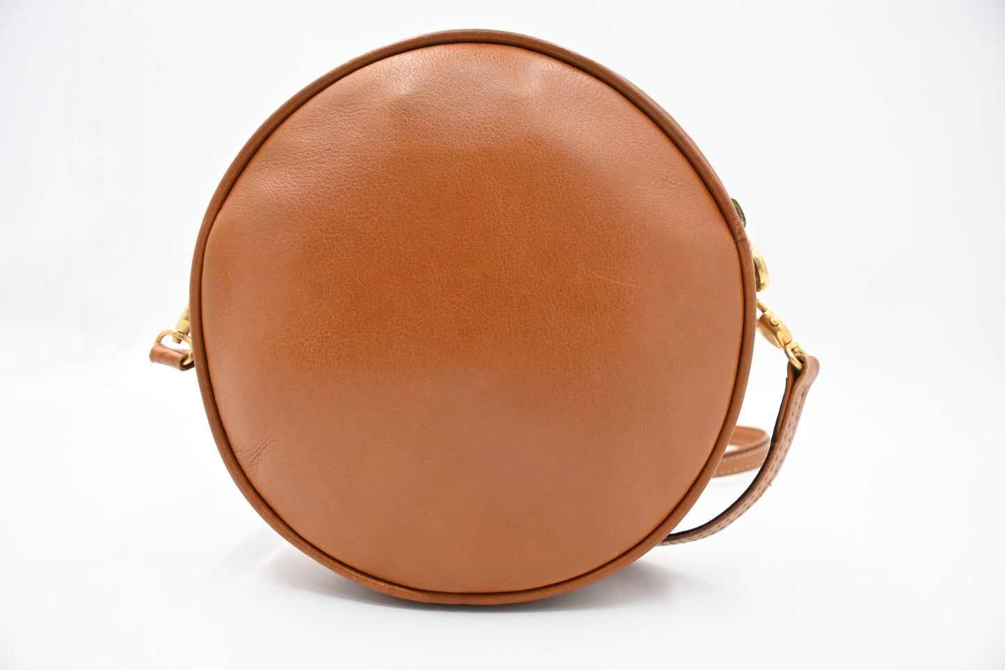 Fendi Round Crossbody Bag in Brown Leather