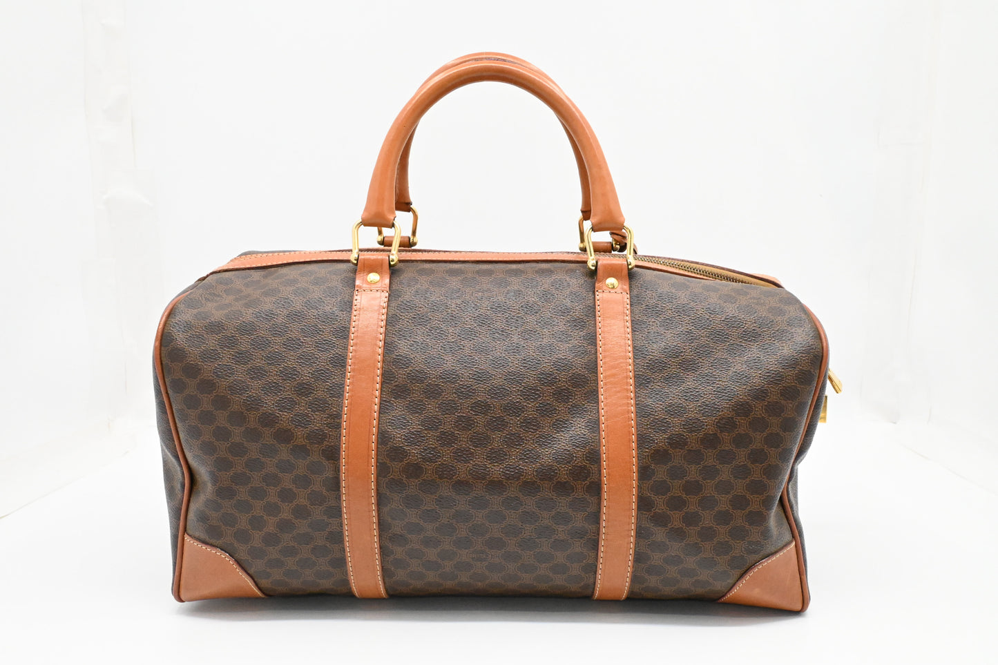 Celine Boston Bag in Brown Macadam Canvas