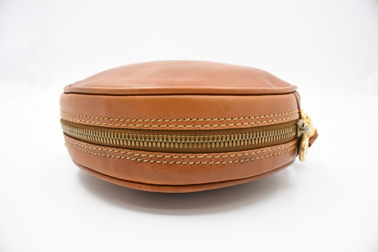 Fendi Round Crossbody Bag in Brown Leather