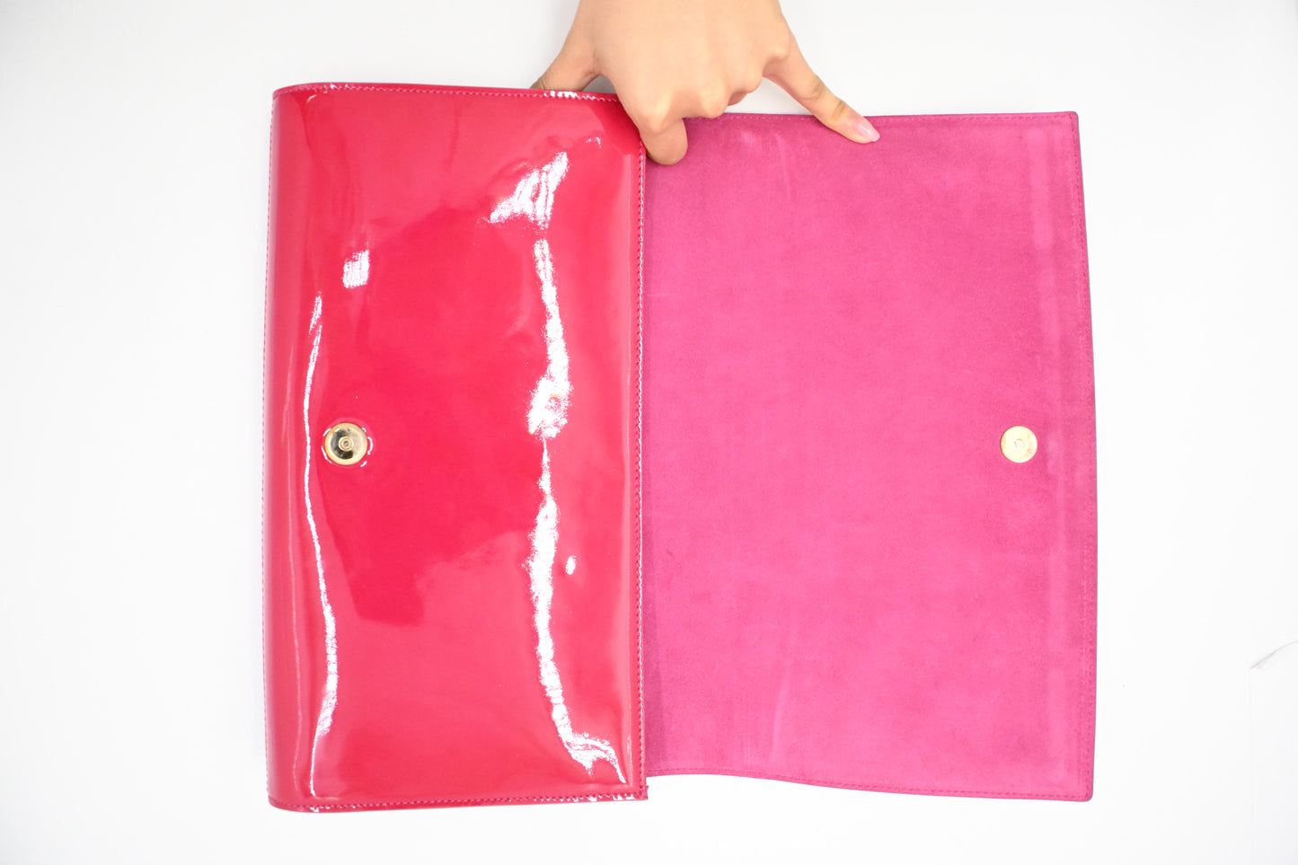 YSL Saint Laurent Clutch in Pink Patent Leather