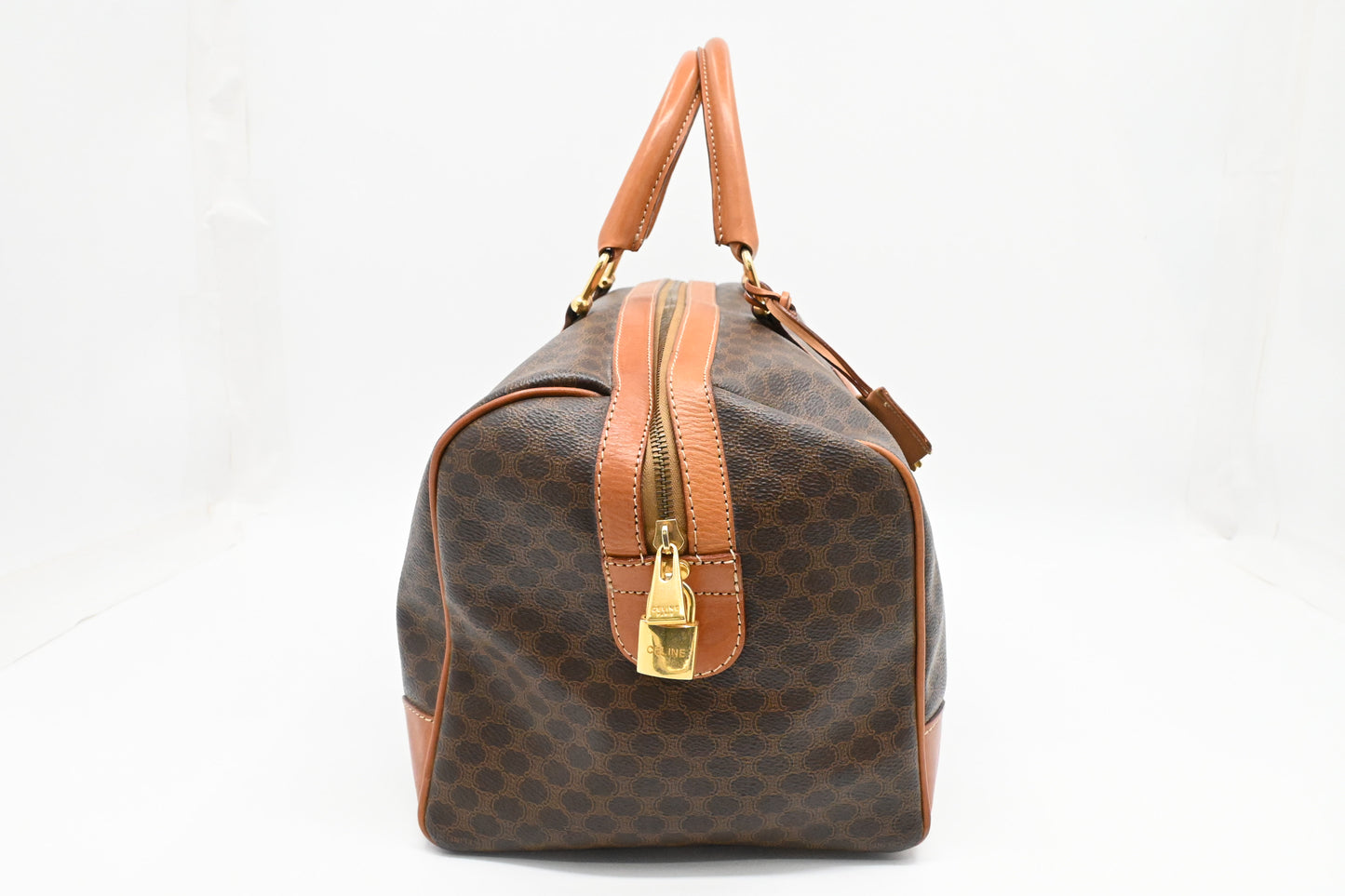 Celine Boston Bag in Brown Macadam Canvas