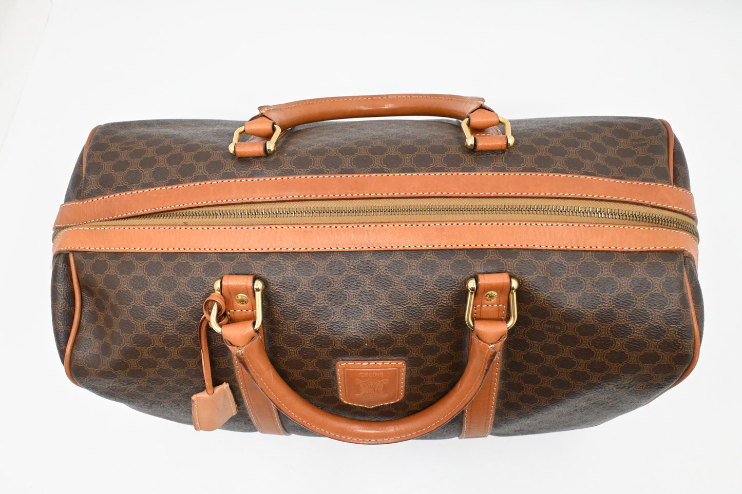 Celine Boston Bag in Brown Macadam Canvas