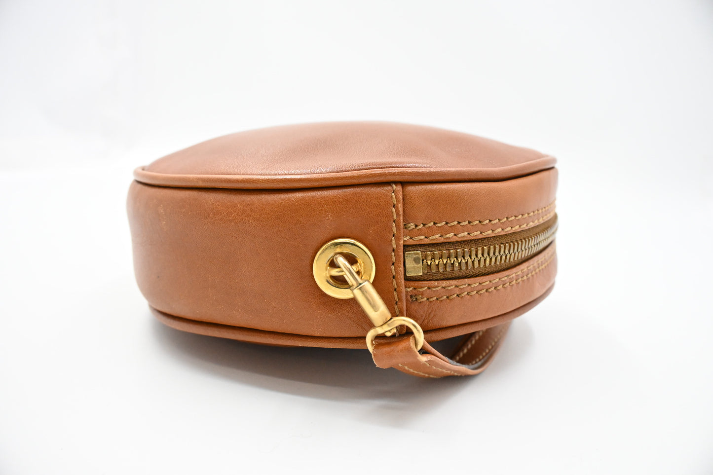 Fendi Round Crossbody Bag in Brown Leather