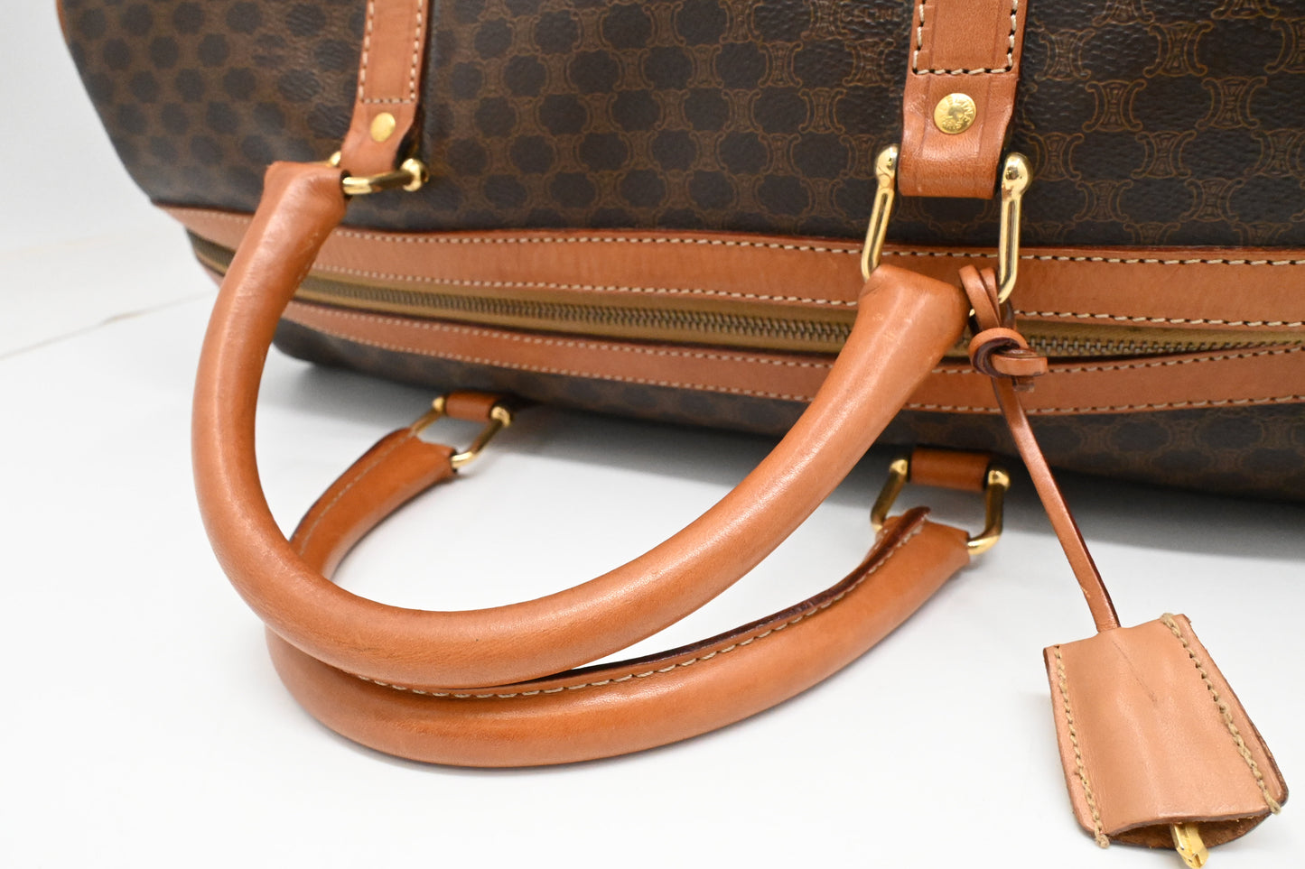 Celine Boston Bag in Brown Macadam Canvas