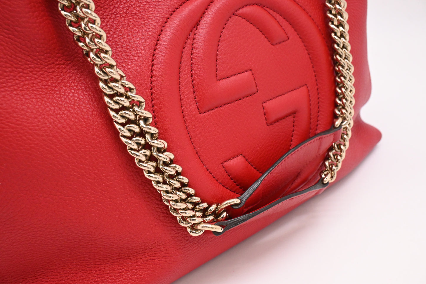 Gucci Soho Chain Shoulder Bag in Red Leather