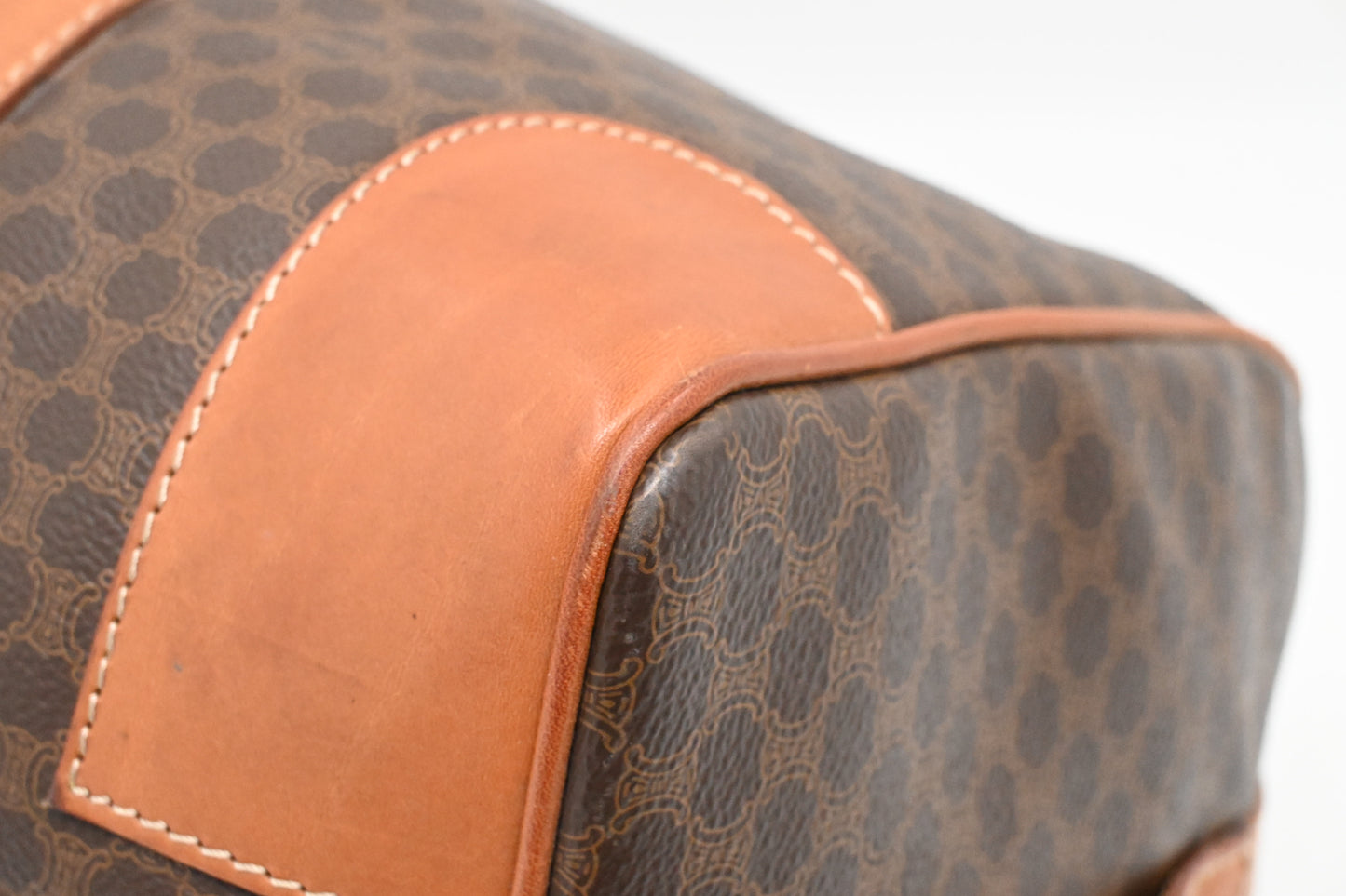 Celine Boston Bag in Brown Macadam Canvas