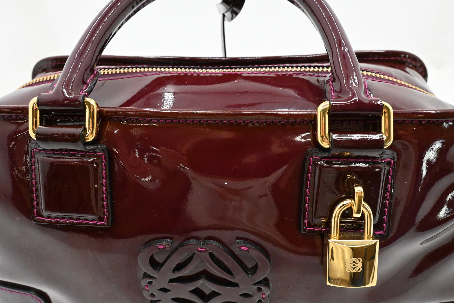 Loewe Amazona in Raisin Patent Leather