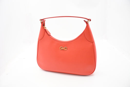 Ferragamo Shoulder Bag in Red Orange Leather