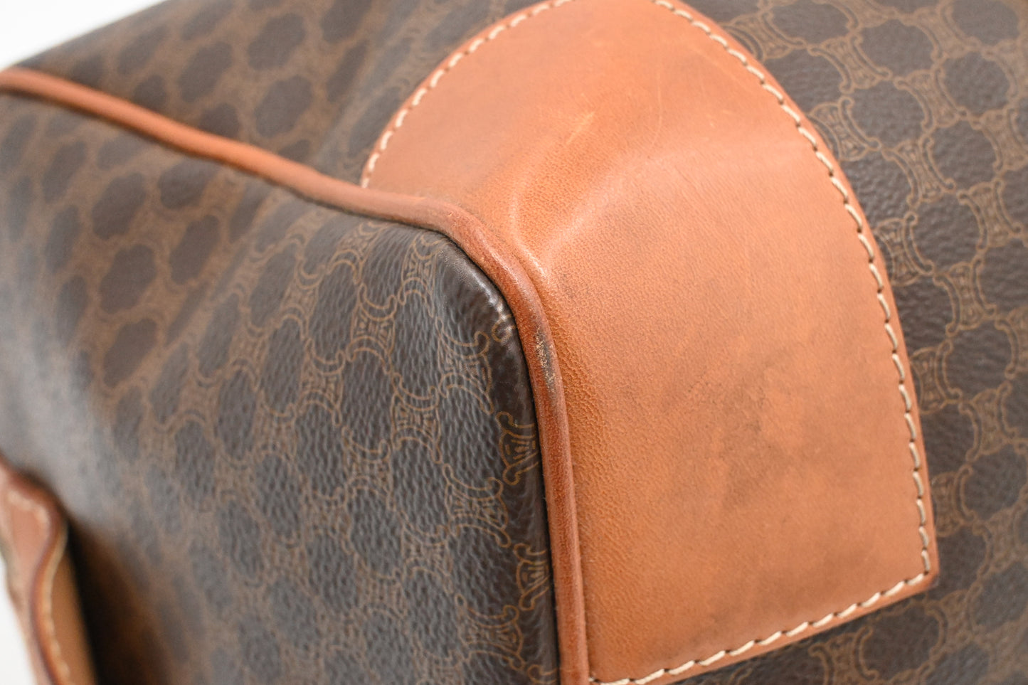 Celine Boston Bag in Brown Macadam Canvas