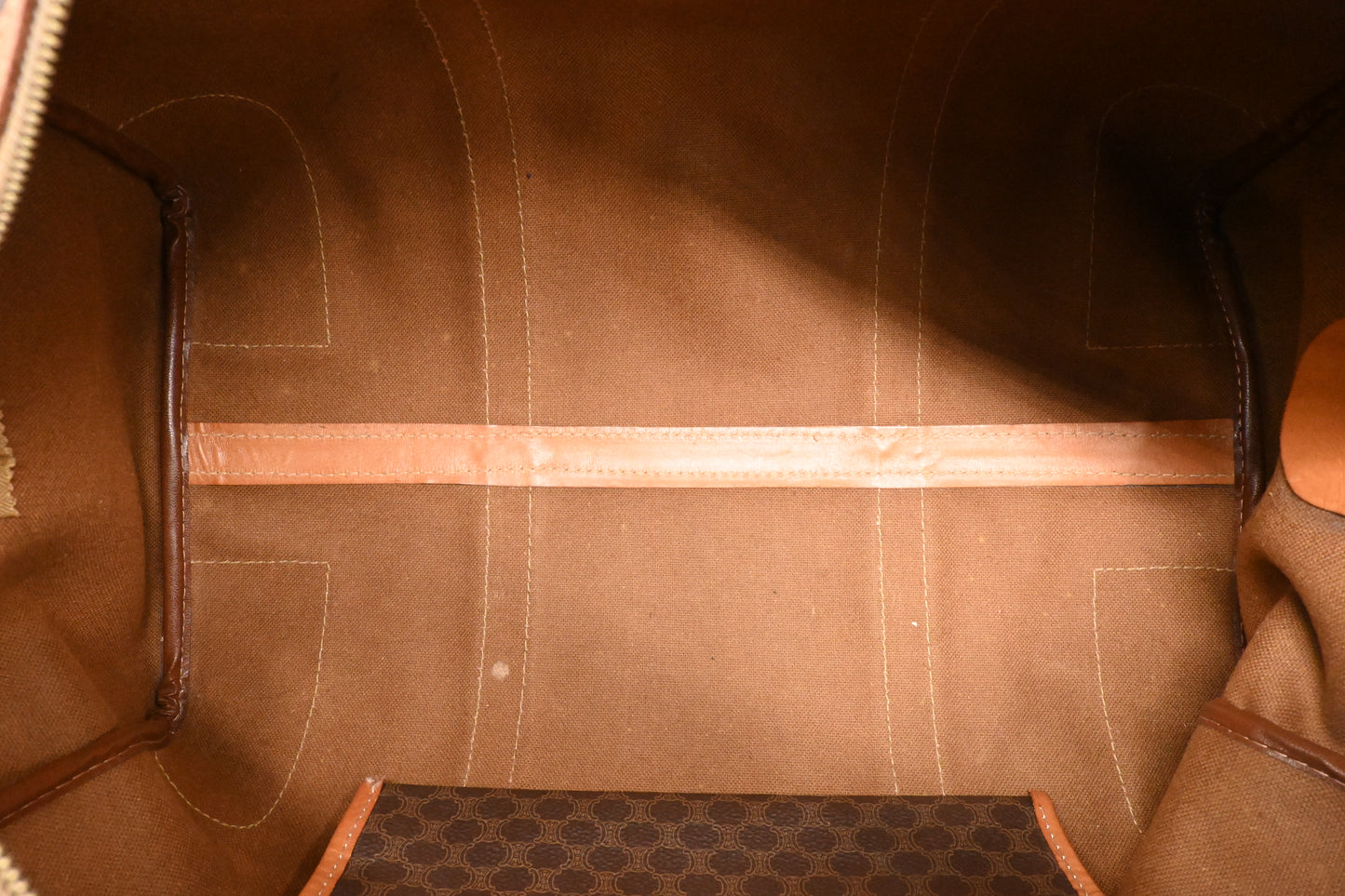 Celine Boston Bag in Brown Macadam Canvas