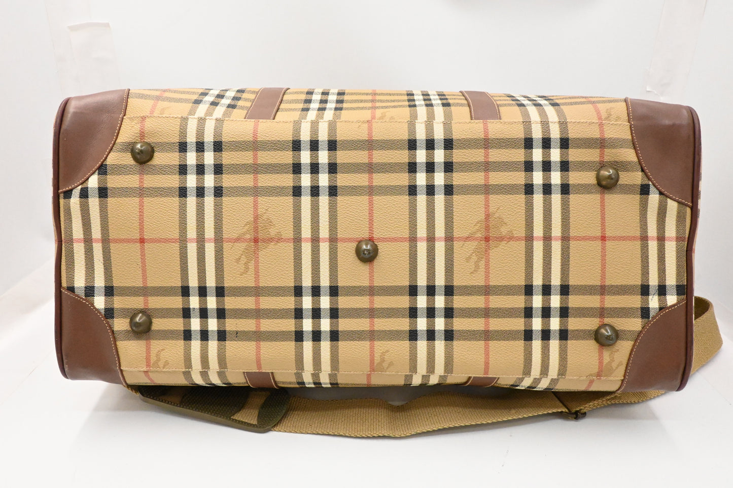Burberry Duffle Bag in Beige Checked Coated Canvas
