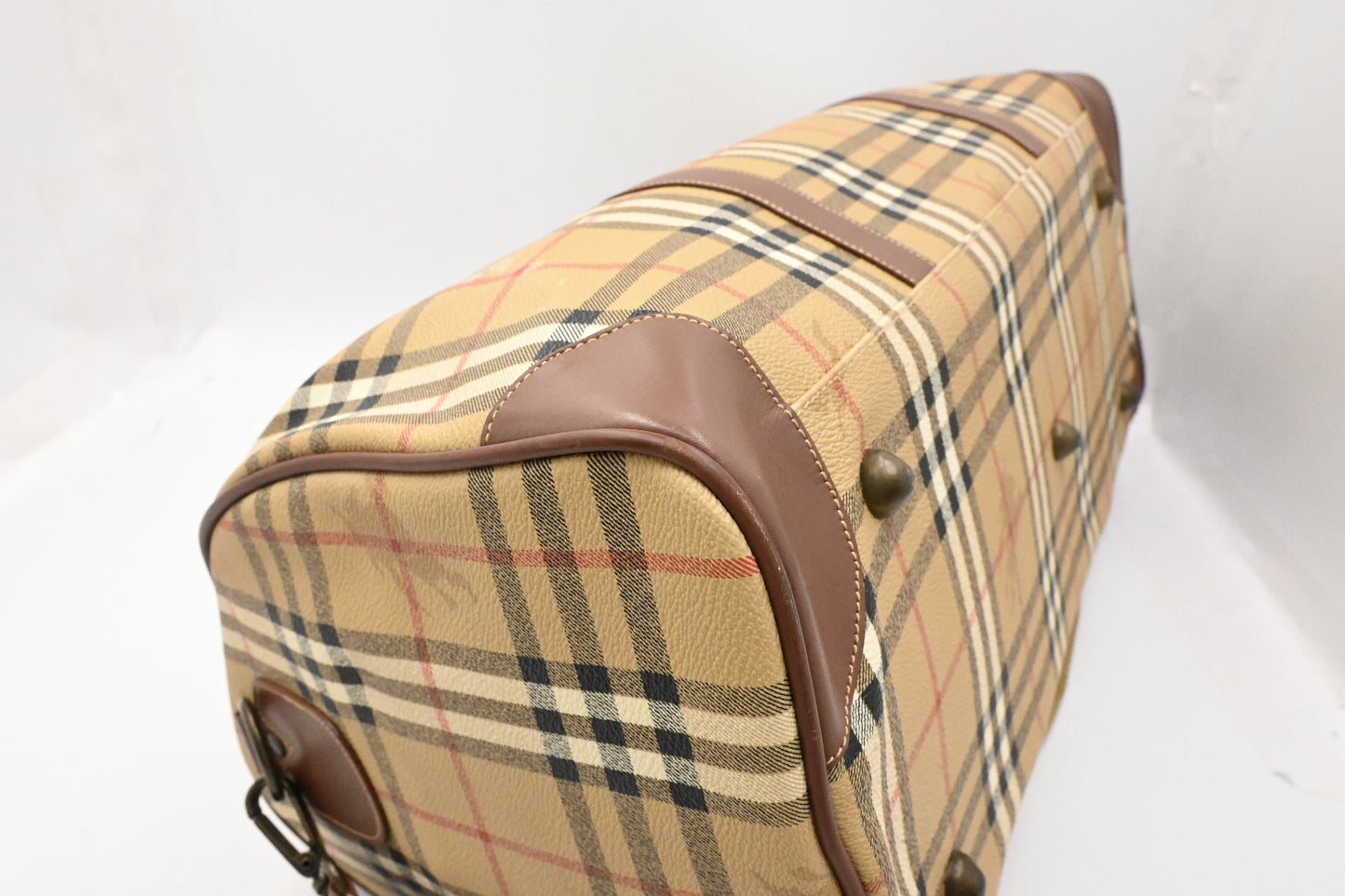 Burberry Duffle Bag in Beige Checked Coated Canvas