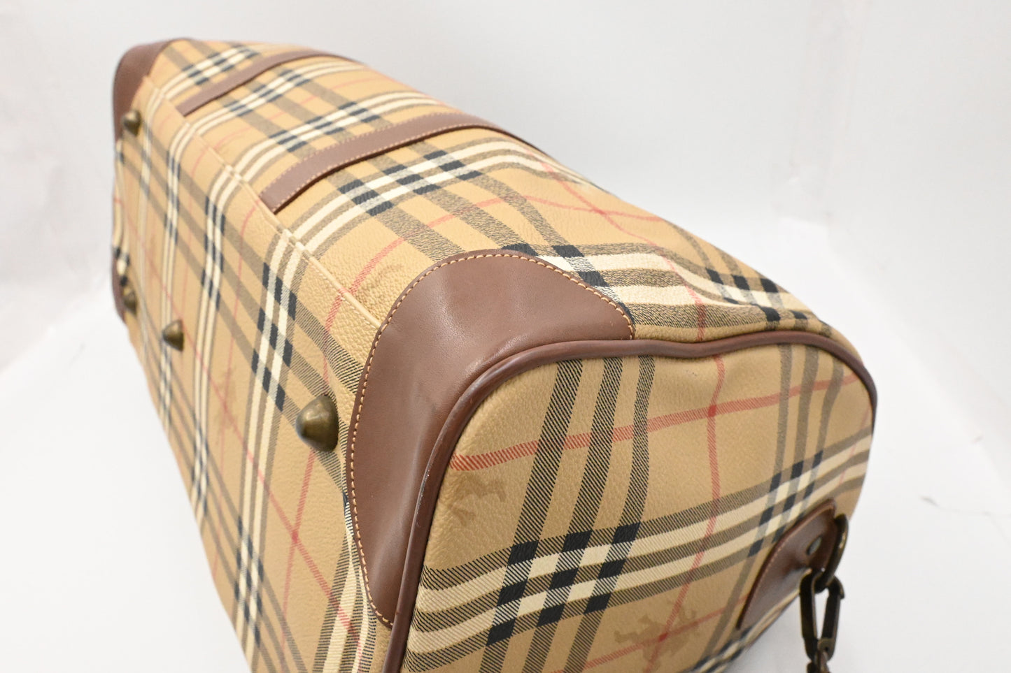 Burberry Duffle Bag in Beige Checked Coated Canvas