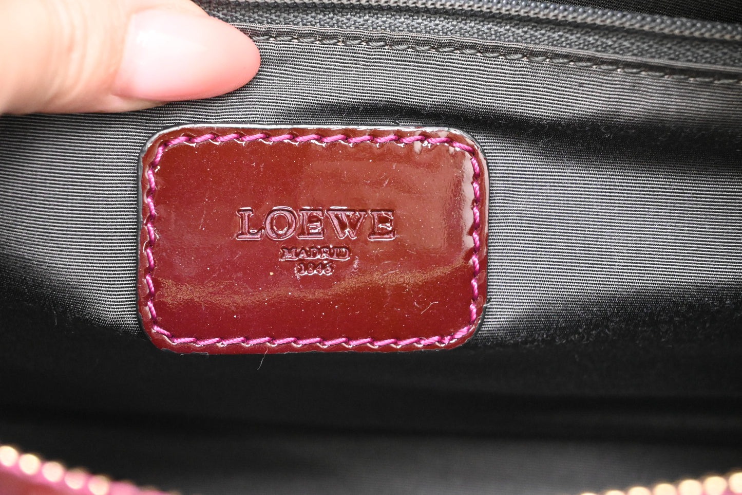Loewe Amazona in Raisin Patent Leather