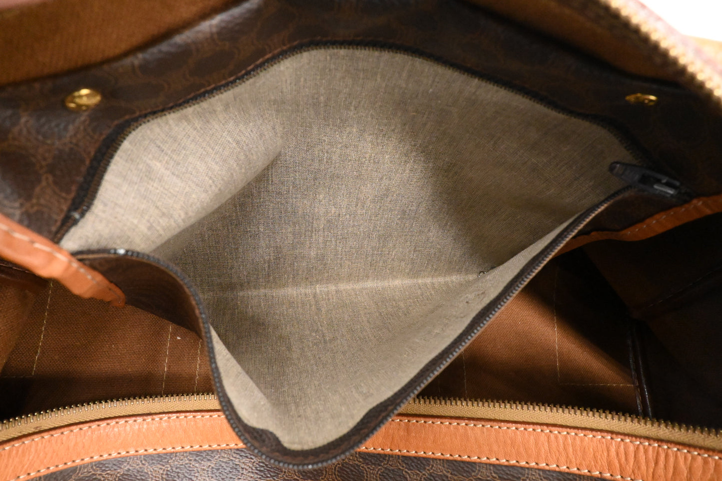 Celine Boston Bag in Brown Macadam Canvas