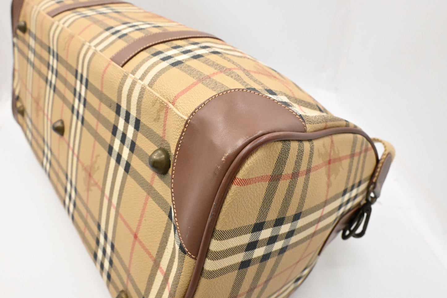 Burberry Duffle Bag in Beige Checked Coated Canvas