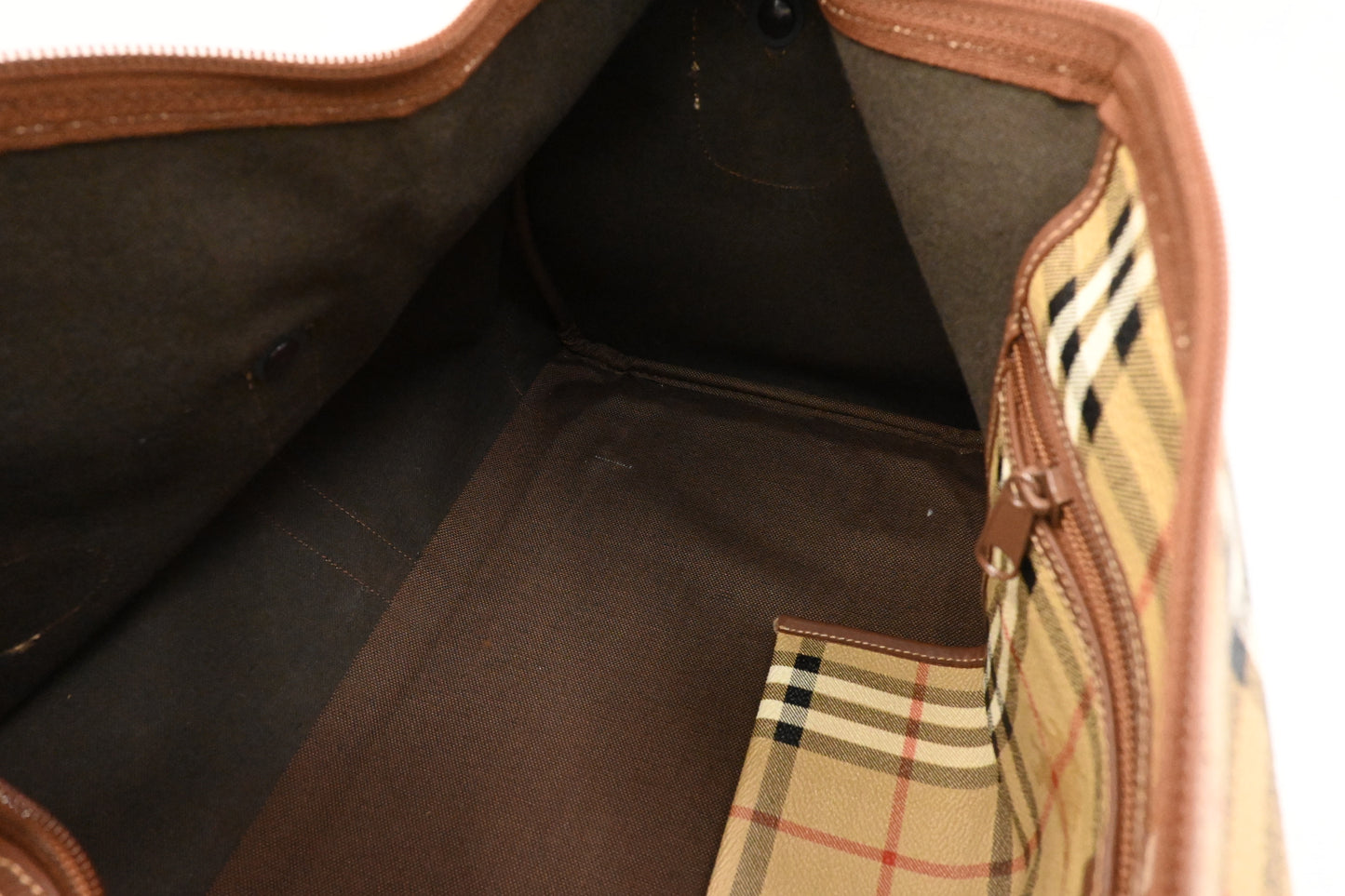 Burberry Duffle Bag in Beige Checked Coated Canvas