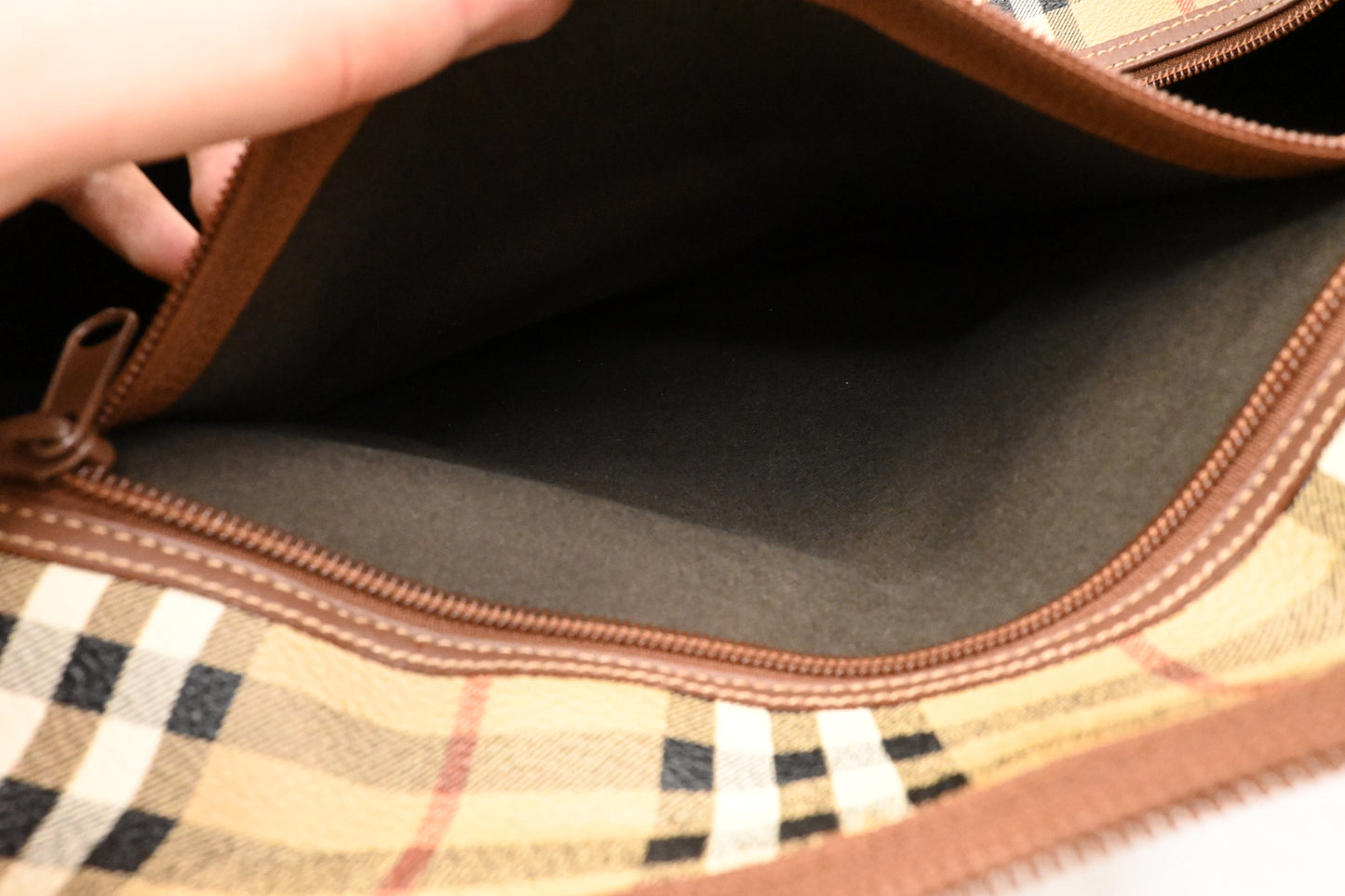 Burberry Duffle Bag in Beige Checked Coated Canvas