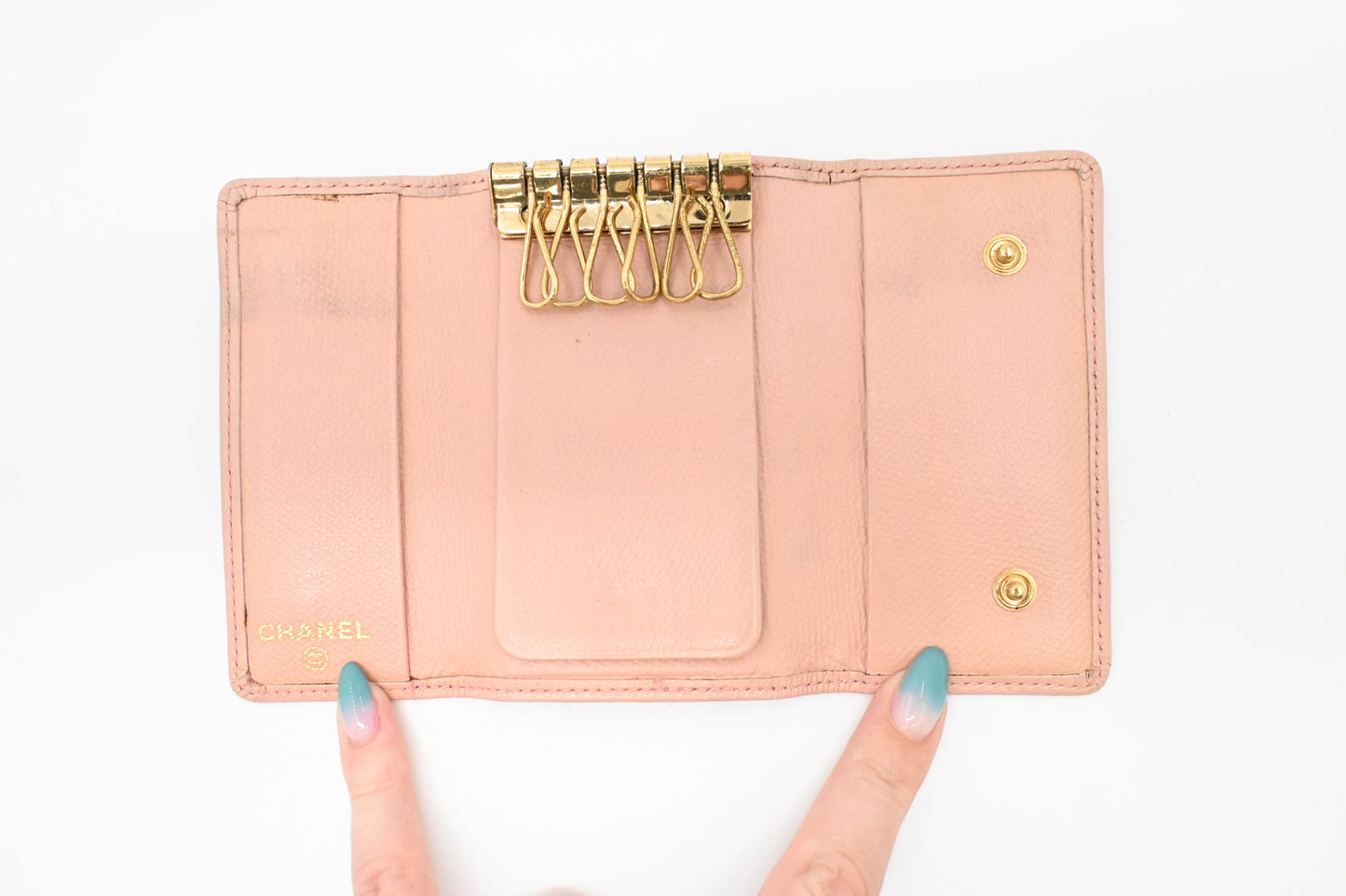 Chanel 6 Key Case in Pale Pink Leather