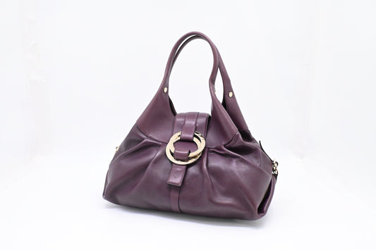 Bvlgari Chandra Shoulder Bag in Purple Leather