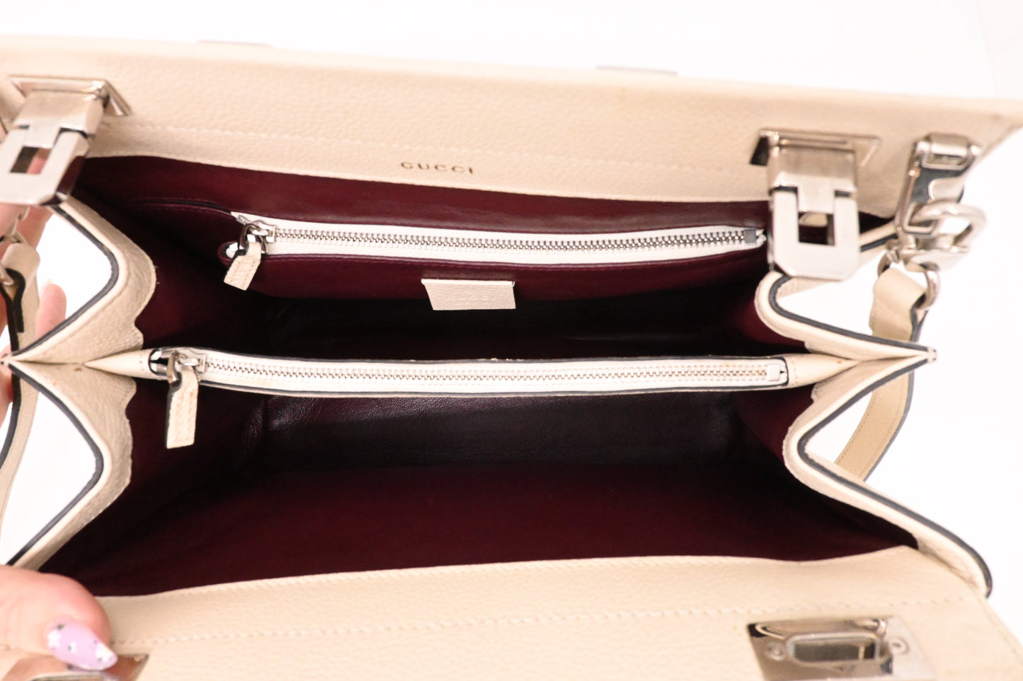 Gucci Zumi Handbag in Cream Leather
