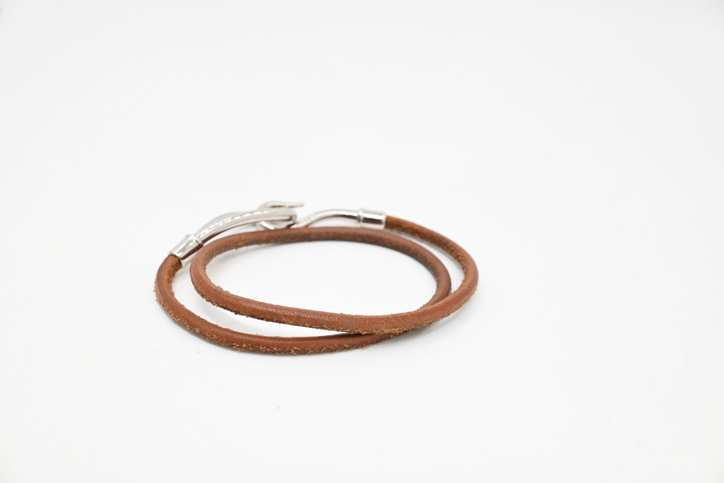 Hermes Double Jumbo Bracelet in Brown Leather