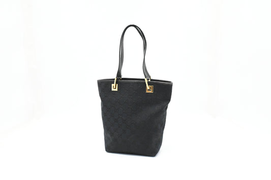 Gucci Small Tote in Black GG Canvas