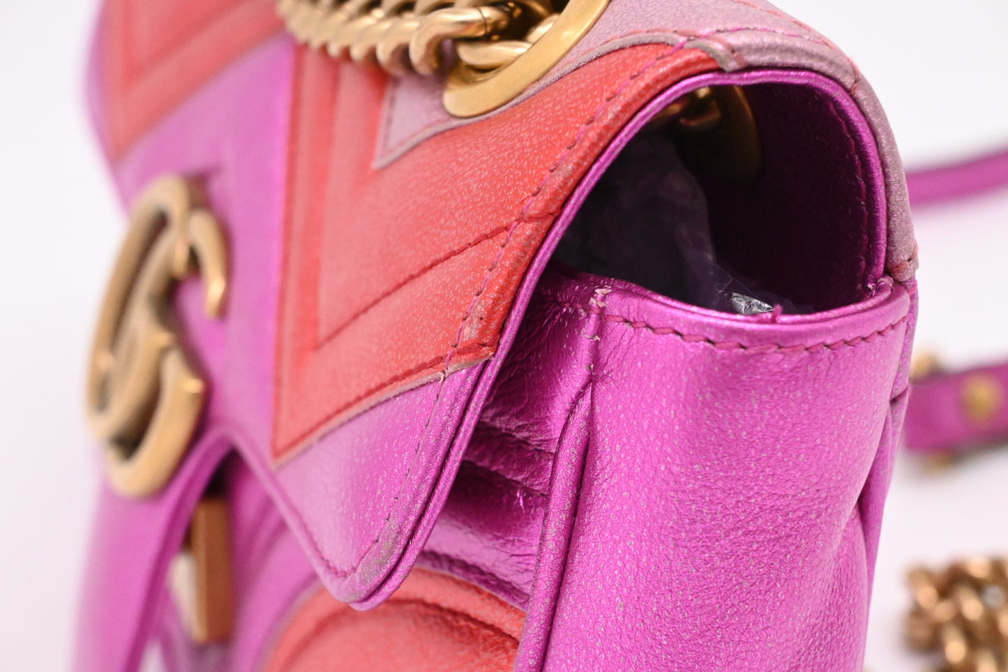 Gucci Marmont Shoulder Bag in Pink Red Leather