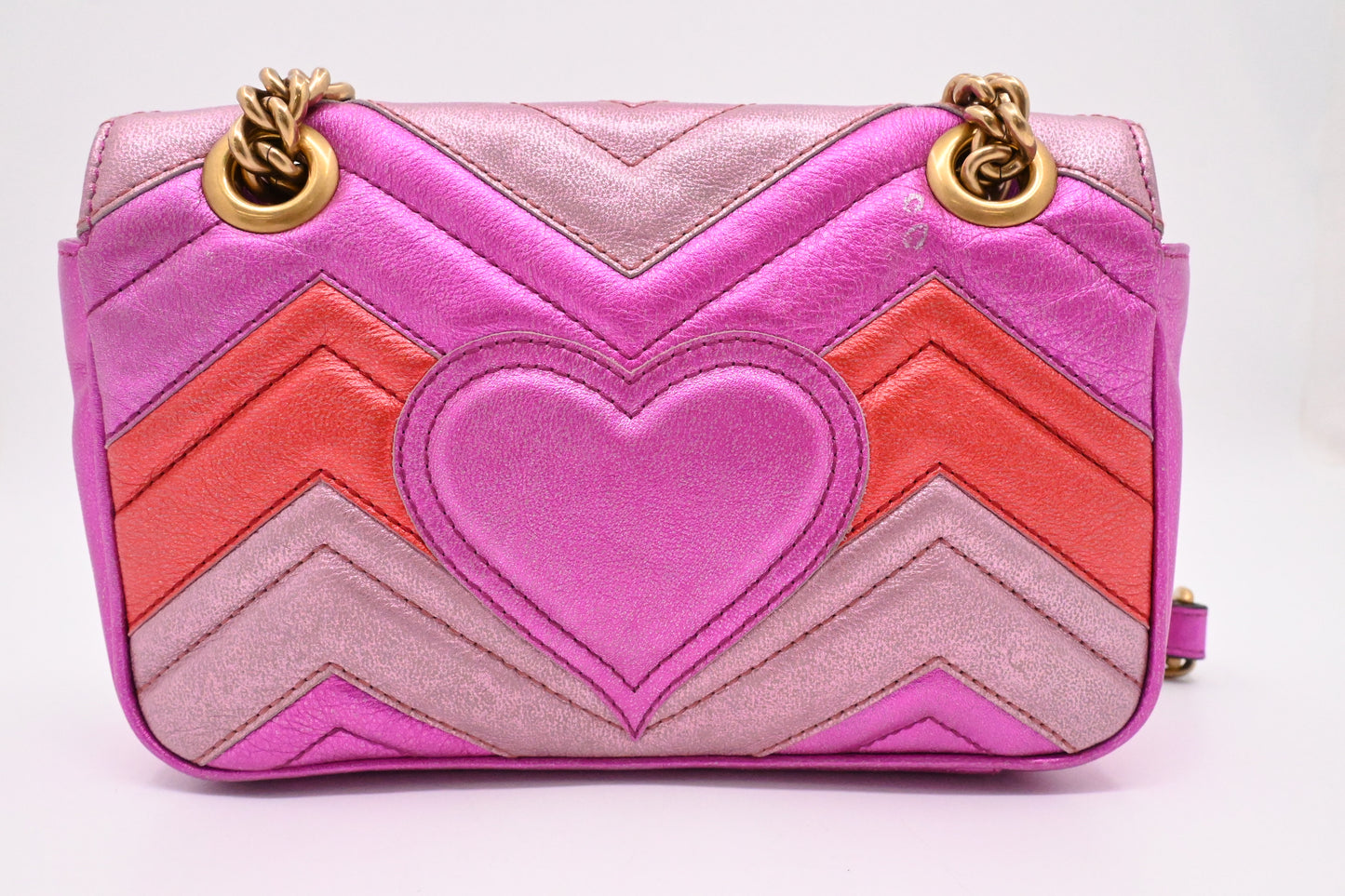 Gucci Marmont Shoulder Bag in Pink Red Leather