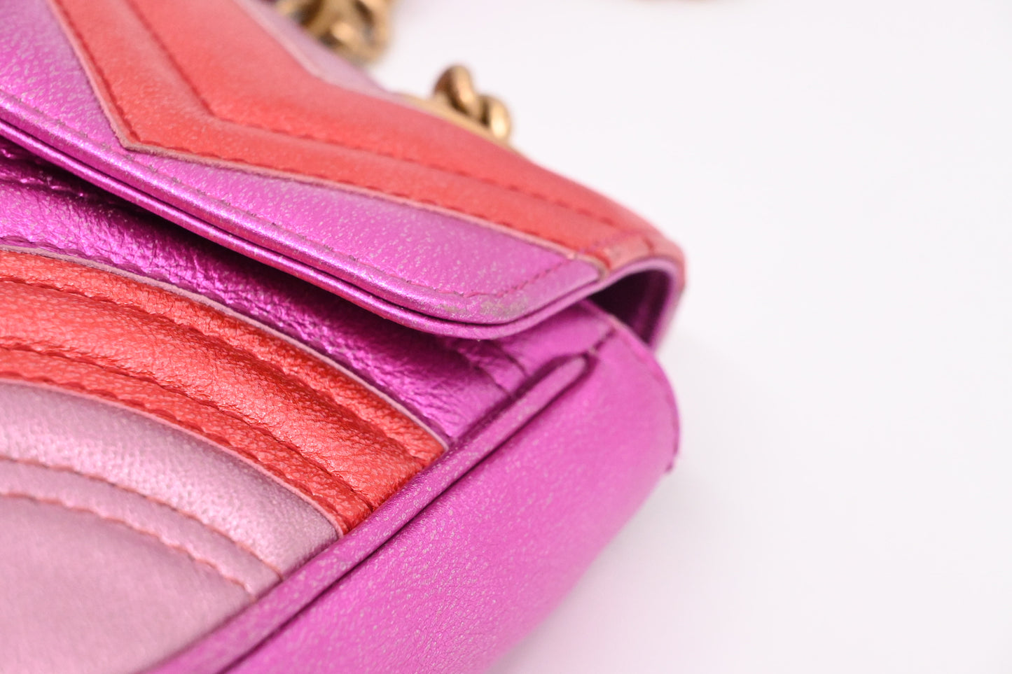 Gucci Marmont Shoulder Bag in Pink Red Leather