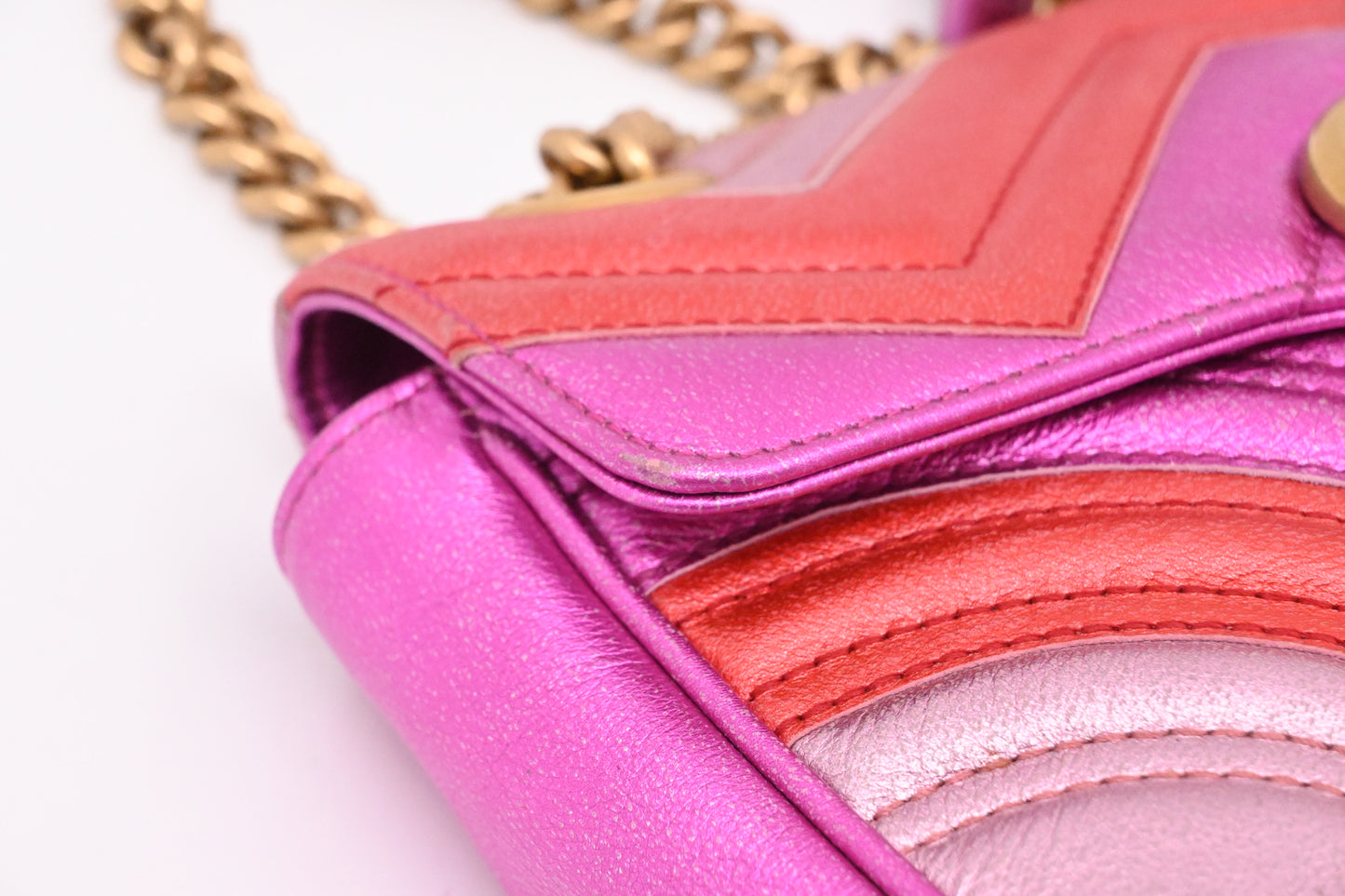 Gucci Marmont Shoulder Bag in Pink Red Leather