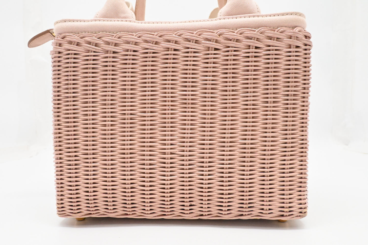 Prada Wicker Basket Bag in Pink Canvas