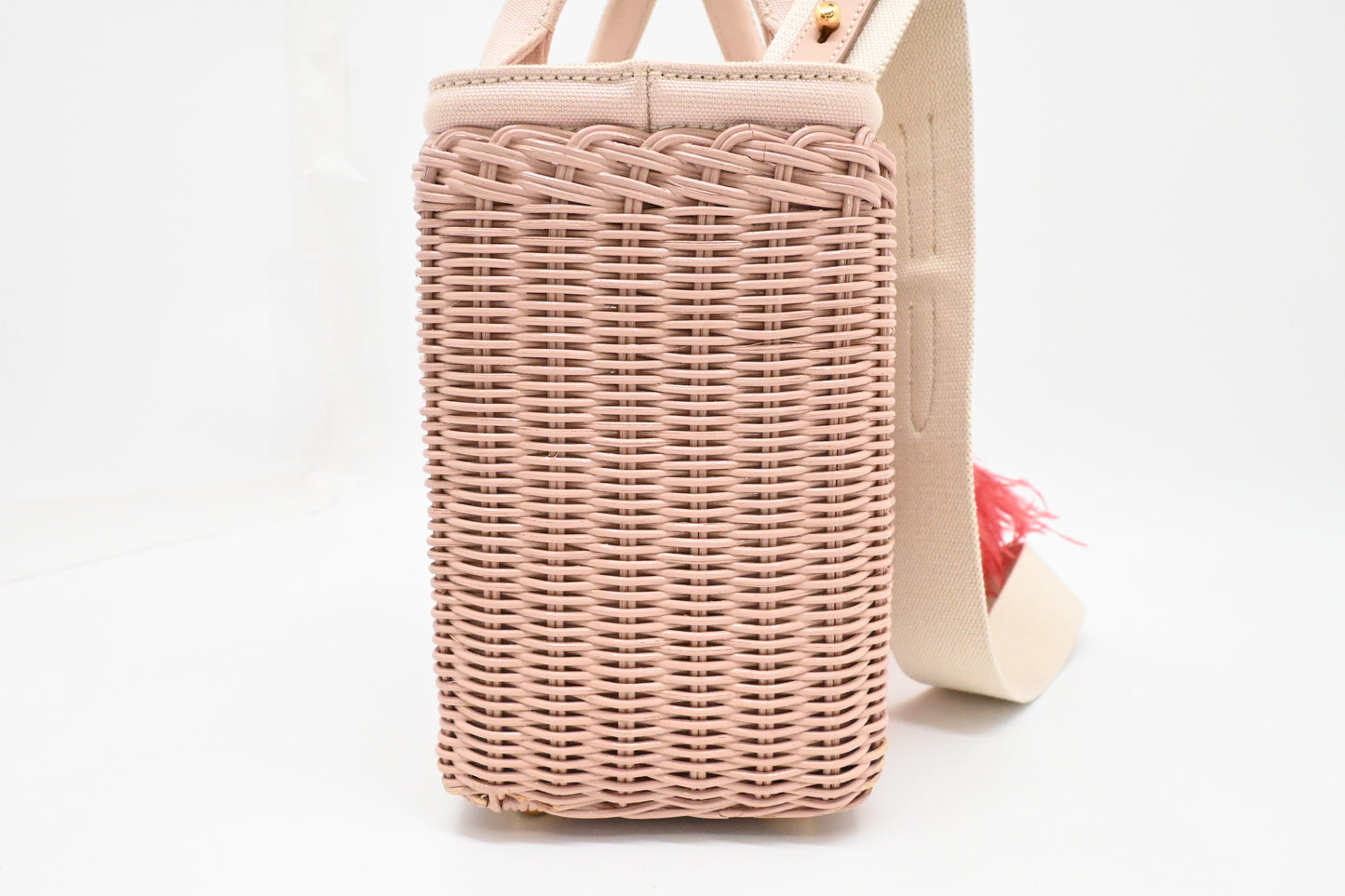 Prada Wicker Basket Bag in Pink Canvas