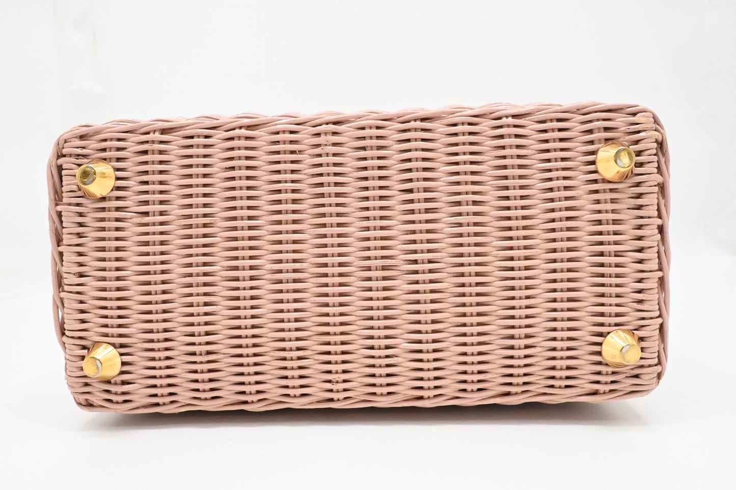 Prada Wicker Basket Bag in Pink Canvas